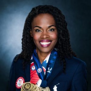 Motivational keynote speaker and Olympian Chaunte Lowe at The Sweeney Agency Speakers Bureau
